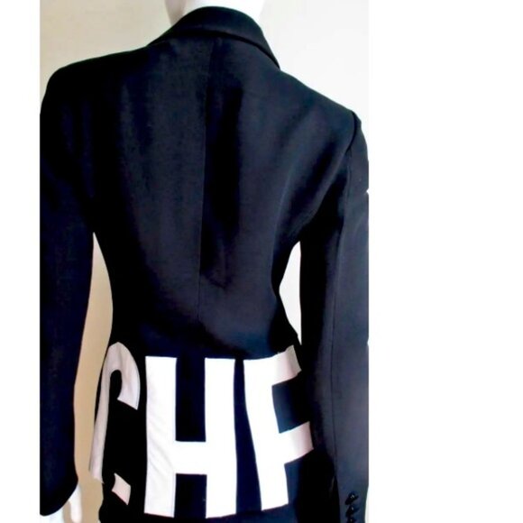 Moschino Cheap Chic Vintage 90s Appliqués CHEAP 3 Button Fitted Blazer Jacket 10 - Picture 3 of 15